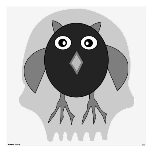 Creepy Halloween Owl Skull Decal