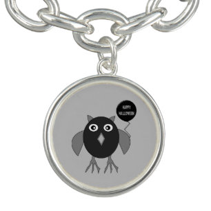 Creepy Halloween Party Owl Charm Bracelet