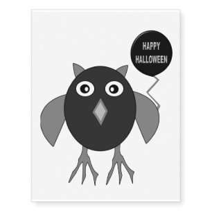 Creepy Halloween Party Owl Giant Temporary Tattoo