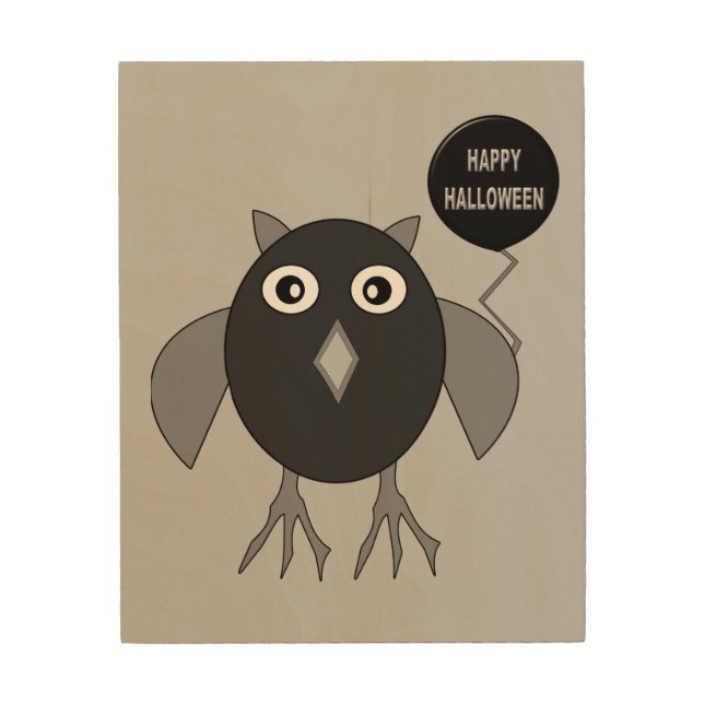 Creepy Halloween Party Owl Wood Canvas (Front)