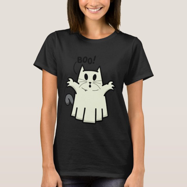 Creepy Halloween Peeking Black Cat for Feline T-Shirt (Front)