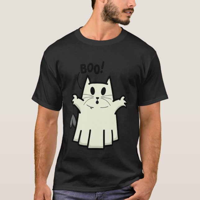 Creepy Halloween Peeking Black Cat for Feline T-Shirt (Front)