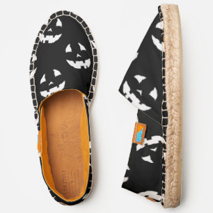creepy halloween pumpkin faces black espadrilles