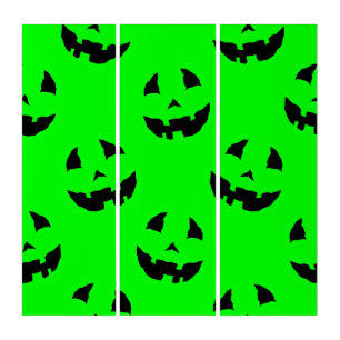 creepy halloween pumpkin faces green triptych
