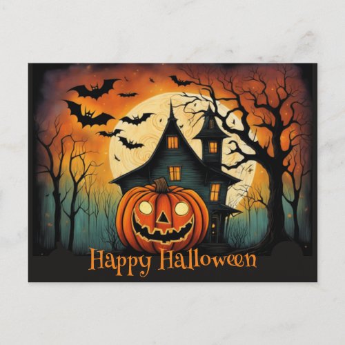 Creepy Halloween Pumpkin Happy Halloween  Postcard