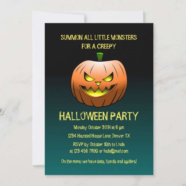 Creepy Halloween Pumpkin Invitation (Front)