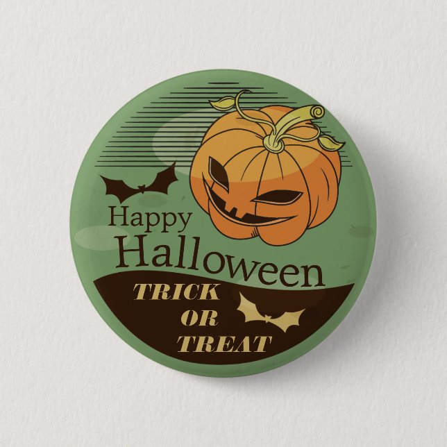 Creepy Halloween Pumpkin Vintage | Pin Button (Front)