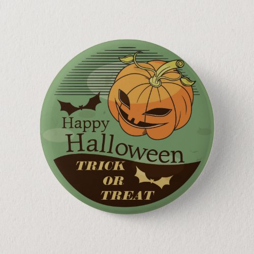 Creepy Halloween Pumpkin Vintage  Pin Button