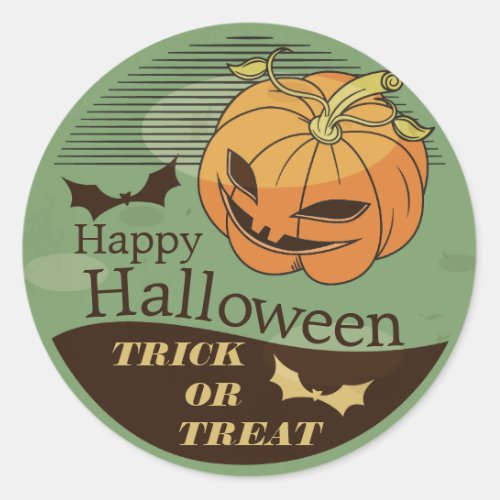 Creepy Halloween Pumpkin Vintage  Sticker Seal