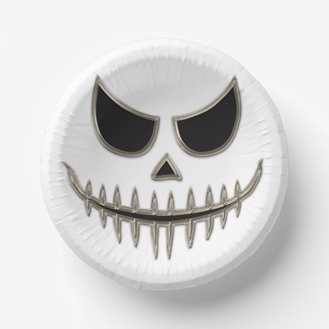 Creepy Halloween Skeleton Face Paper Bowl (Front)