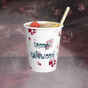 Creepy Halloween Skull Blood Traces Paper Cups