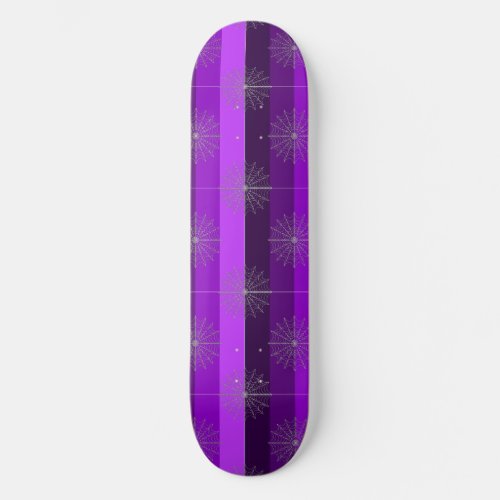 Creepy Halloween spider webs on purple stripes Le Skateboard