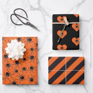 Creepy Halloween Spiders Wrapping Paper Sheets