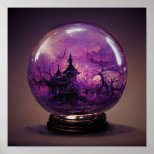 Creepy Halloween Spooky Haunted House Poster