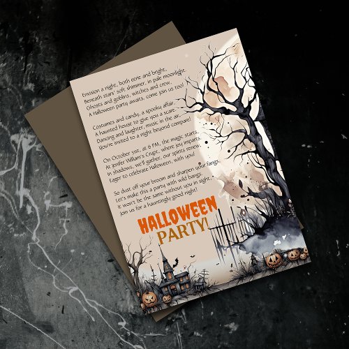 Creepy Halloween Spooky Party Poem Invitation