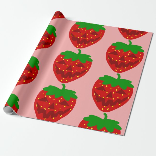 creepy halloween strawberry goth spooky  wrapping paper (Unrolled)