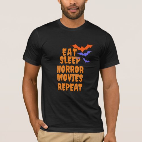 Creepy Halloween Tee Eat Sleep Horror Movies T_Shirt