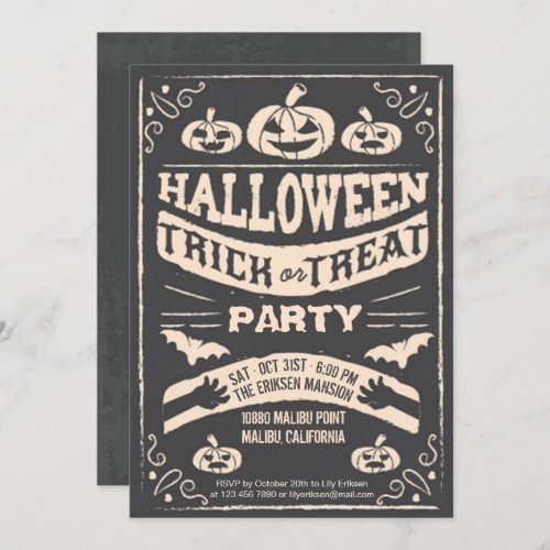 Creepy Halloween Trick or Treat Party Invitation