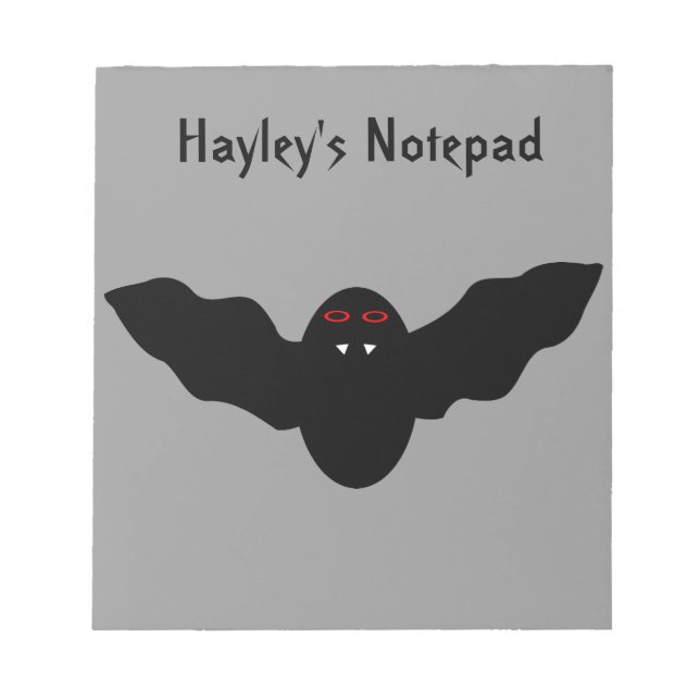 Creepy Halloween Vampire Bat Customizable Notepad (Front)