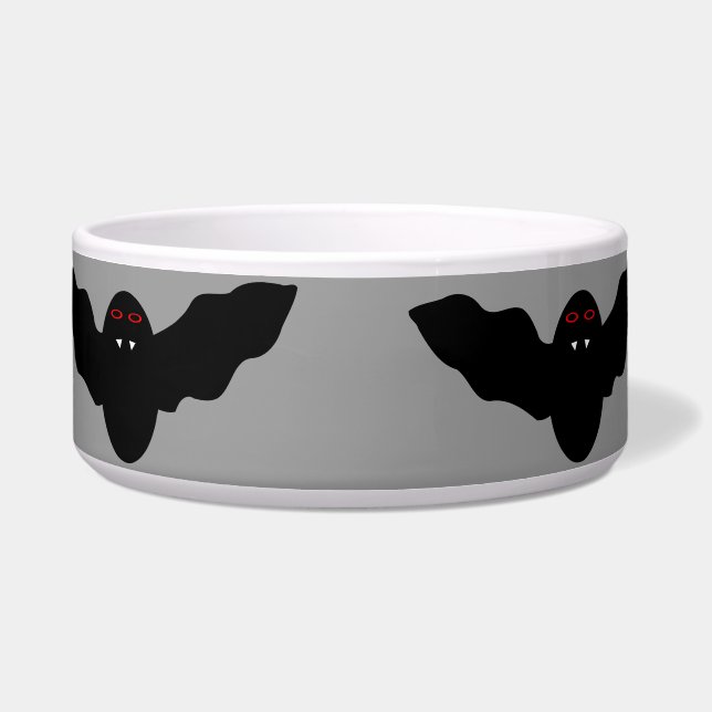 Creepy Halloween Vampire Bat Dog Bowl (Front)