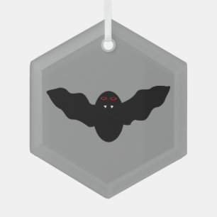 Creepy Halloween Vampire Bat Glass Ornament