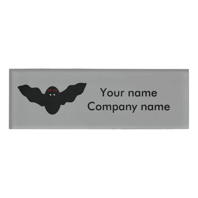 Creepy Halloween Vampire Bat Personalized Name Tag (Front)