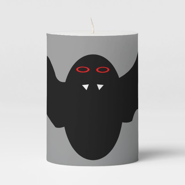 Creepy Halloween Vampire Bat Pillar Candle (Front)