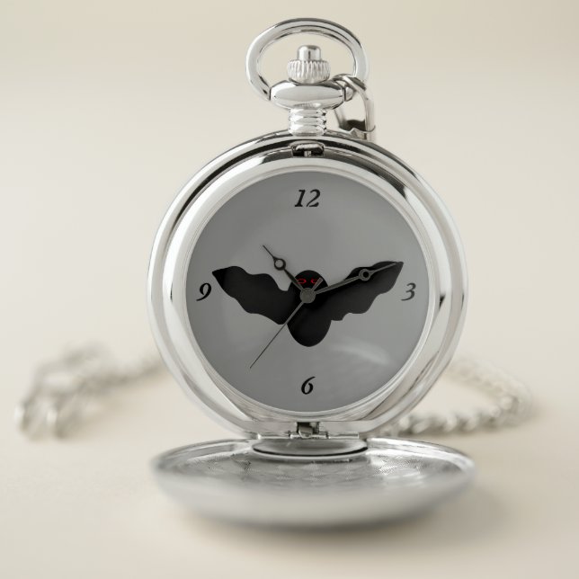 Creepy Halloween Vampire Bat Pocket Watch (Inside)