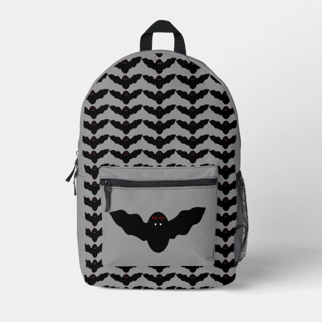 Creepy Halloween Vampire Bat Printed Backpack (Front)