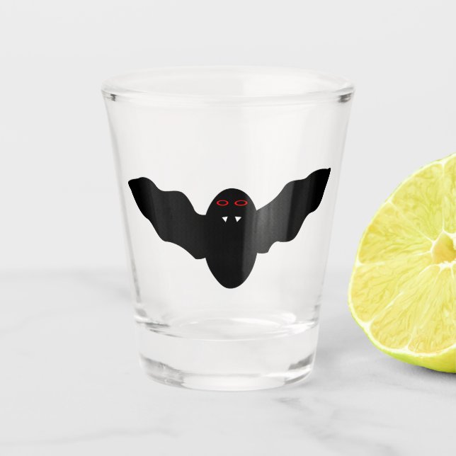 Creepy Halloween Vampire Bat Shot Glass (Front)