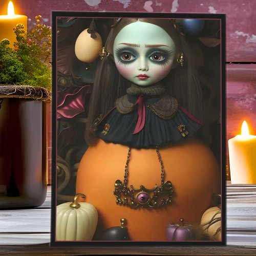 Creepy Halloween Wednesday Doll Surreal Gothic Holiday Card