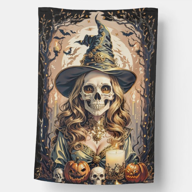 Creepy Halloween Witch House Flag (Front)