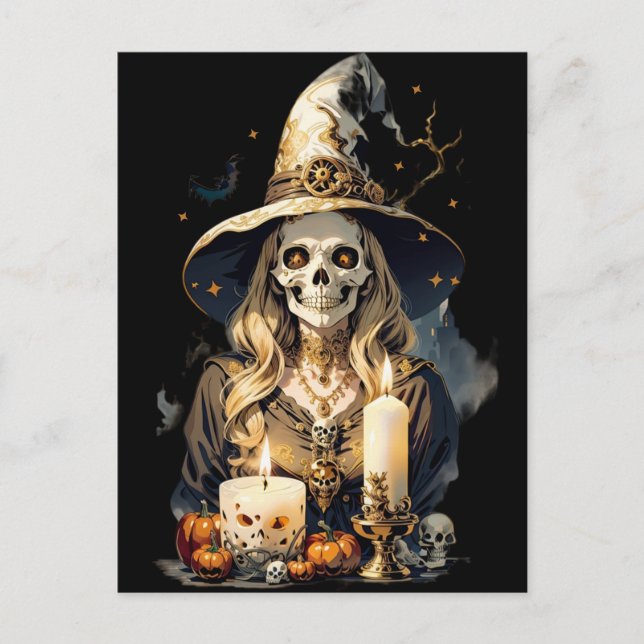 Creepy Halloween Witch Postcard (Front)