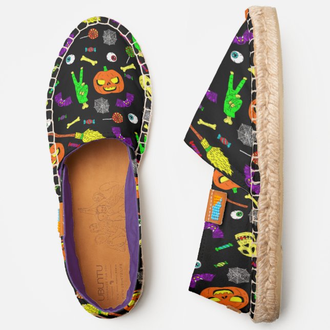 creepy halloween zombie spiderweb eyeballs  espadrilles (Side)