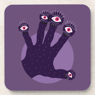 Creepy Hand Has Weird Fingers With Watching Eyes Beverage Coaster