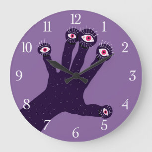 Creepy Hand Has Weird Fingers With Watching Eyes Large Clock
