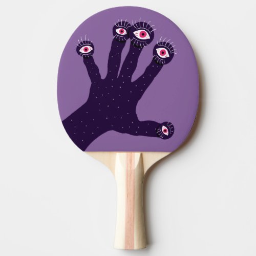 Creepy Hand Watching Eyes Purple Horror Ping Pong Paddle