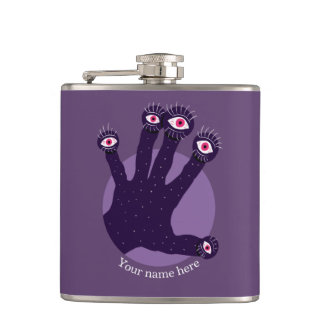 Creepy Hand Weird Fingers Watching Eyes Name Flask