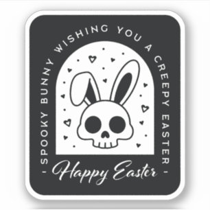 Creepy Happy Easter bunny skull gothic aesthetic Sticker
