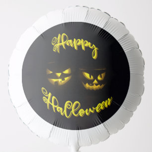 Creepy Happy Halloween Yellow Pumpkin Face Balloon