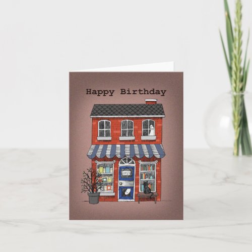 Creepy Haunted Bookstore Cute Ghost Birthday   Card