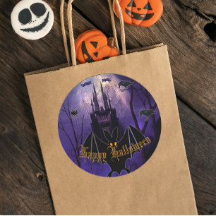 Creepy Haunted Castle Halloween Classic Round Sticker