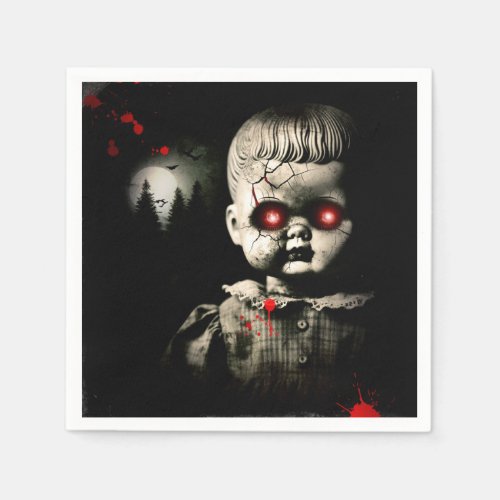 Creepy Haunted Doll Halloween Costume Party Napkins