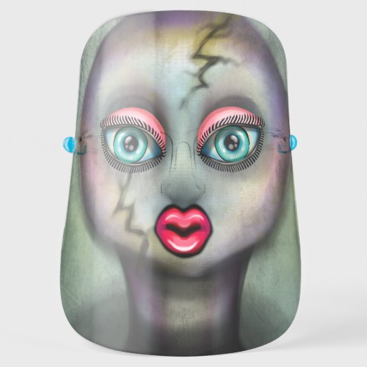 Creepy Haunted Doll Mask Face Shield (Front)