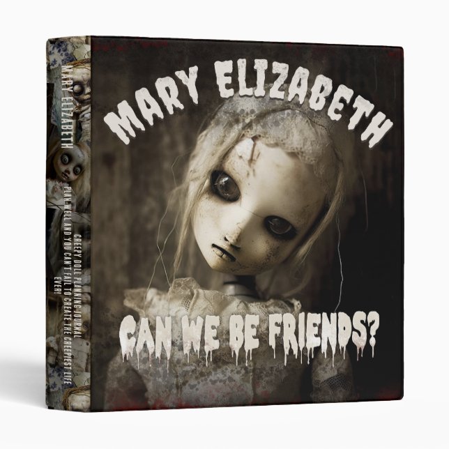 Creepy Haunted Doll Possessed Dark Memories 3 Ring Binder (Front/Spine)