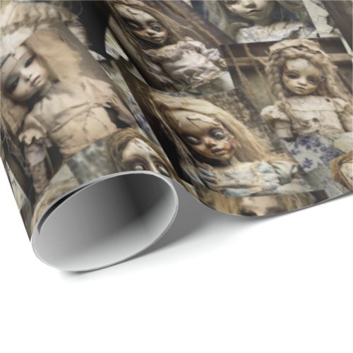 Creepy Haunted Doll Spooky Halloween Wrapping Paper