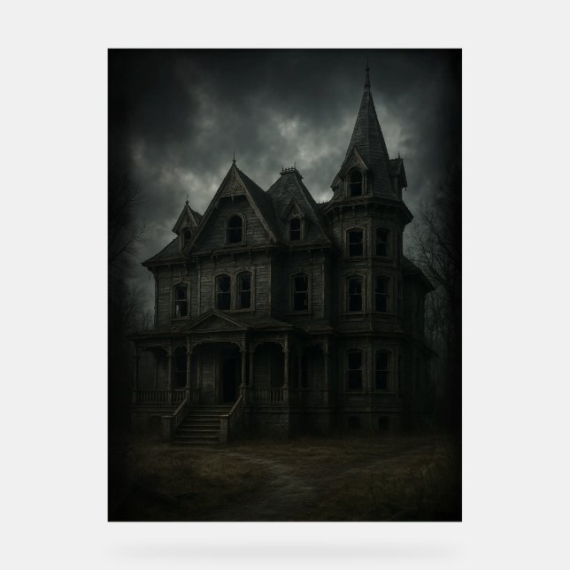 creepy haunted house   acrylic sign (Front)