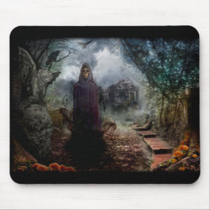 Creepy Haunted House and its Ghost Owner - Macabre Mouse Pad