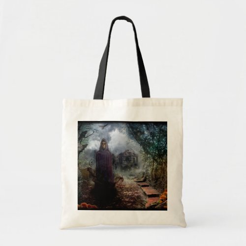Creepy Haunted House and its Ghost Owner _ Macabre Tote Bag