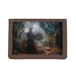 Creepy Haunted House and its Ghost Owner - Macabre Tri-fold Wallet